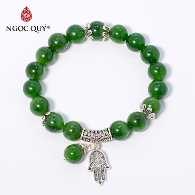 Vòng tay đá Ngọc bích tự nhiên phối charm - Mẫu VC0382 - Ngọc Quý
