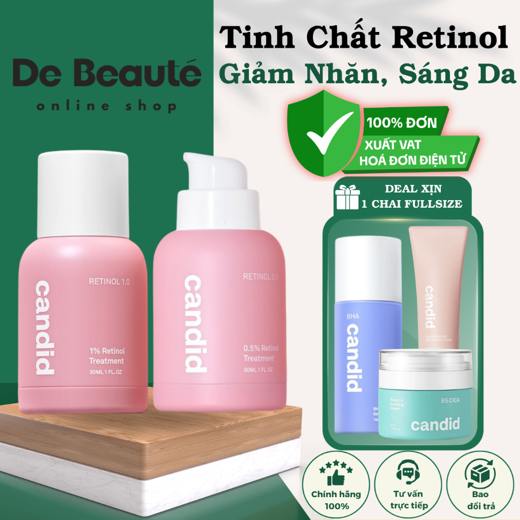 [COMBO Retinol x Mask] Kem Retinol Candid Chống Lão Hóa Candid Retinol Treatment 0.5/1.0 30ml