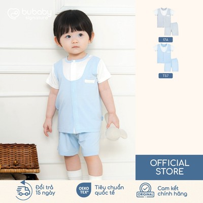 BU Baby Bộ cài giữa cộc Signature đơn giản sang trọng | Quần áo sơ sinh cao cấp mềm mịn | SBB130234