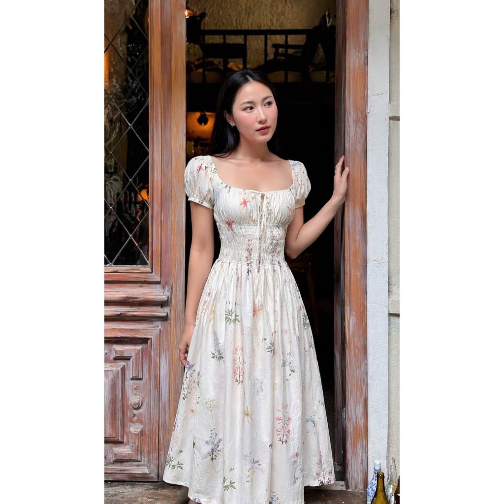 Váy dài nữ đầm nữ thanh lịch váy có tay Uimeecloset Topie dress