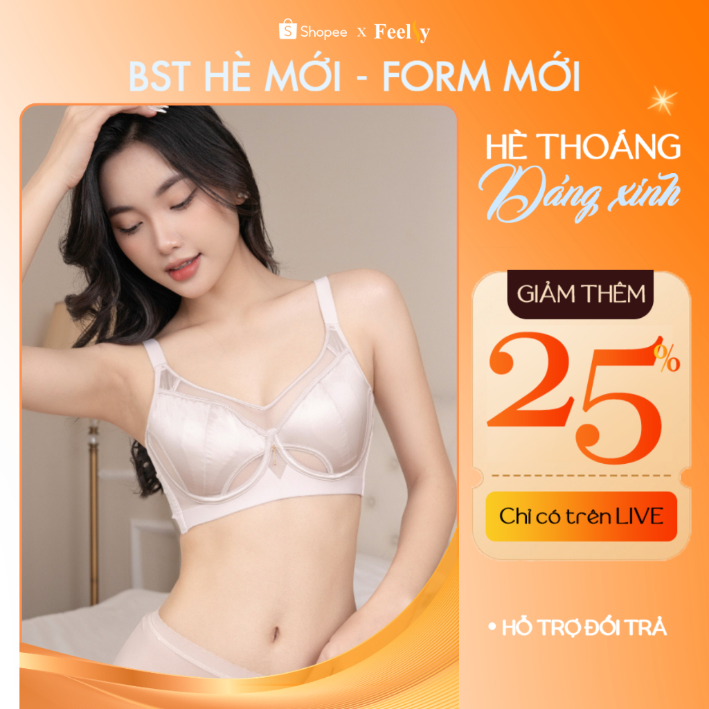 Áo ngực 𝐅𝐞𝐞𝐥𝐬𝐲 bra định hình nâng ngực trơn có gọng chống xệ gọn mỡ lưng nách G78