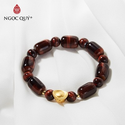 Vòng tay đá Thạch anh mắt hổ tự nhiên phối charm - Mẫu VC0196 - Ngọc Quý