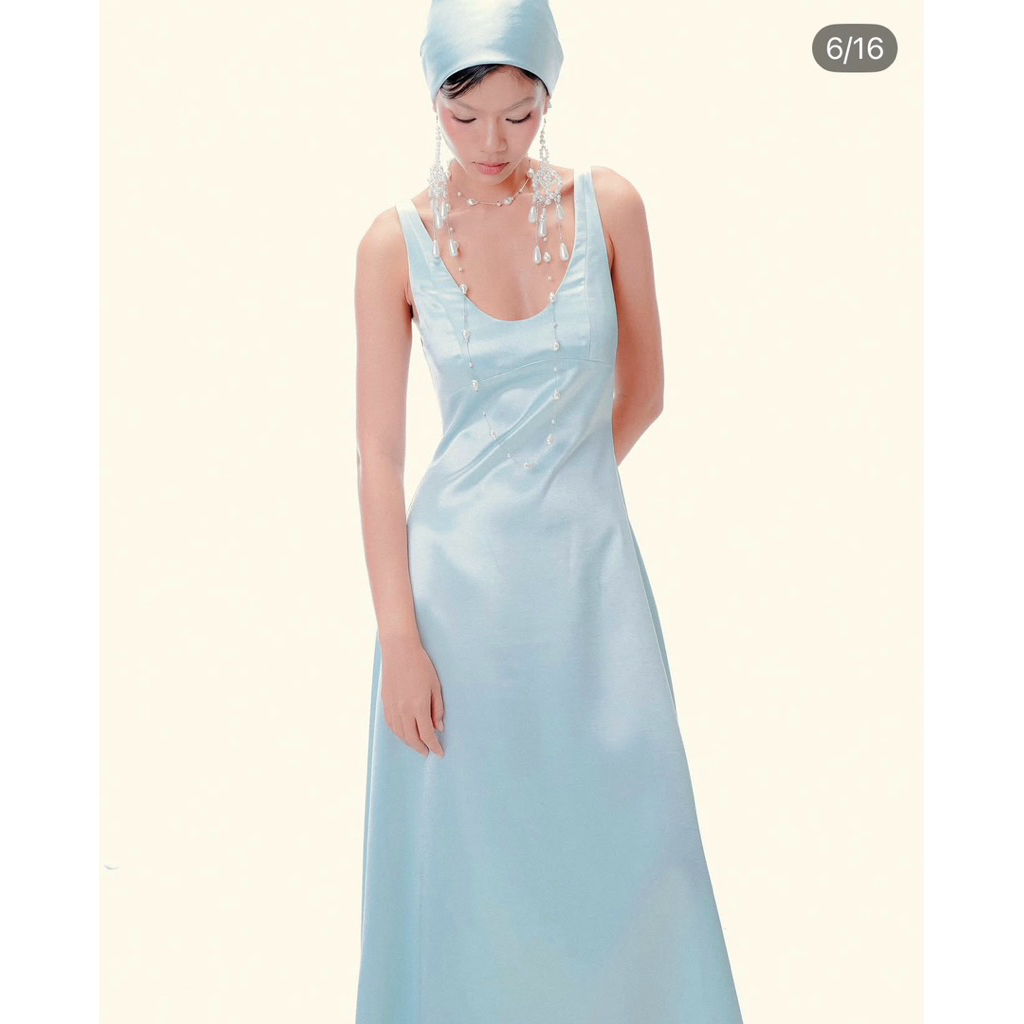 Đầm lụa xanh babyblue Normallife.co size S