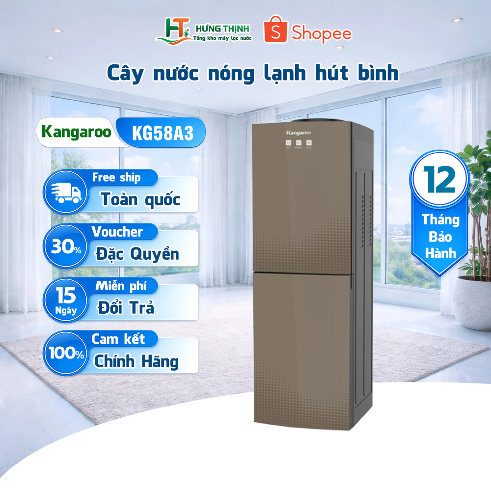 Cây Nước Nóng Lạnh Kangaroo KG58A3 Thiết Kế Hiện Đại, Sang Trọng Hoa Văn Tinh Tế