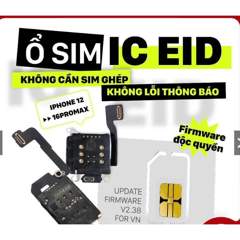 Ổ Sim IC EID cho iP Lock 12-16Promax, không cần sim ghép