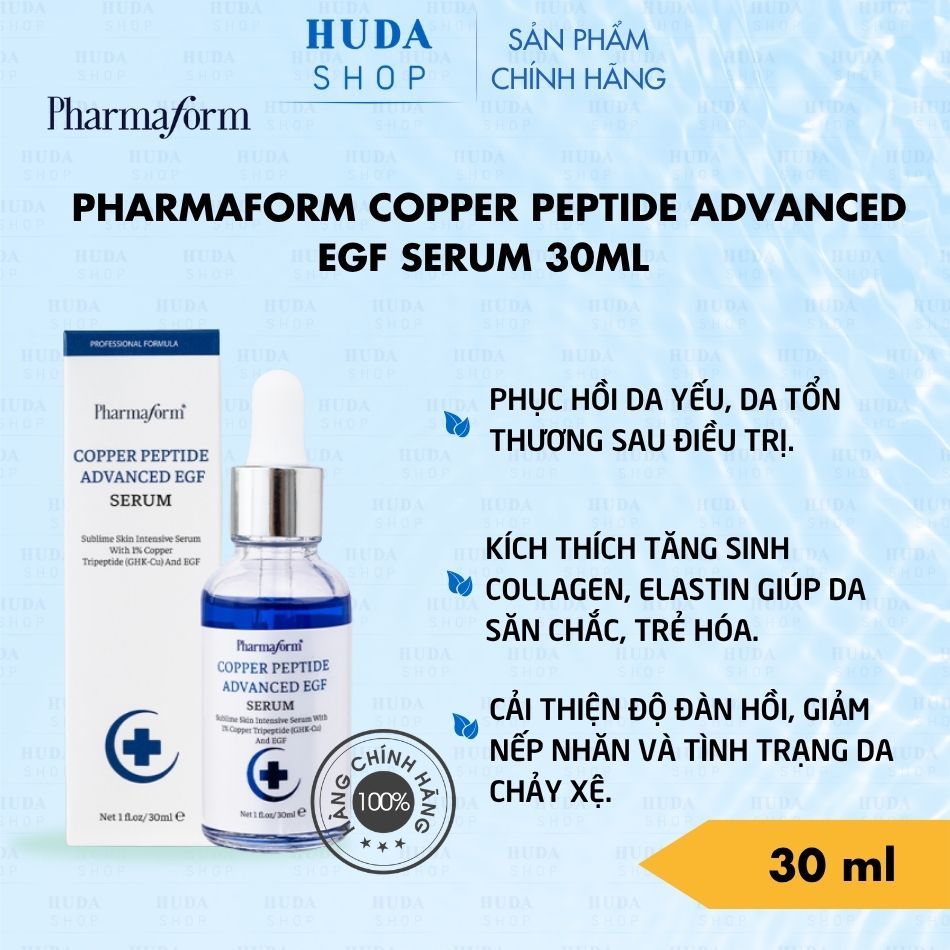 Serum hỗ trợ phục hồi da Pharmaform Copper Peptide Advanced EGF Serum