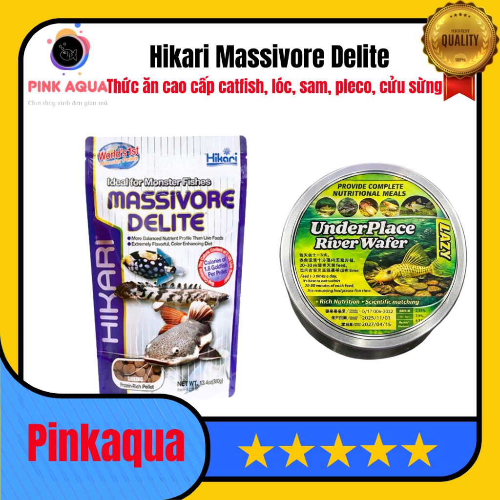 (Xả hàng)Hikari Massivore Delite thức ăn cao cấp cho catfish, lóc, sam, pleco, cửu sừng Hikari Massi