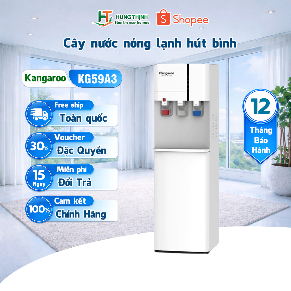 Cây Nước Nóng Lạnh Kangaroo KG59A3 Thiết Kế Âm Bình Gọn Gàng, Sang Trọng