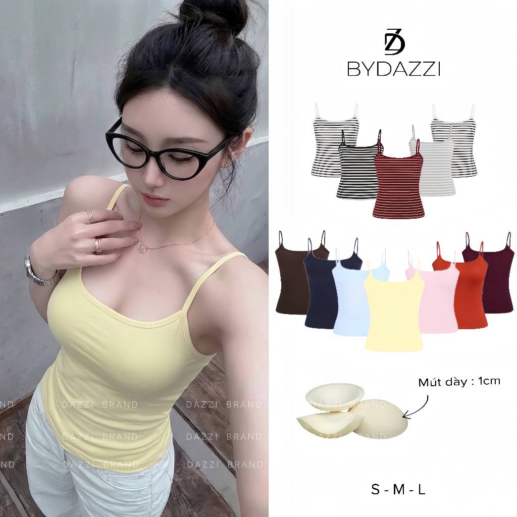 [KÈM MÚT] Áo hai dây nữ basic ôm dáng chất thun cotton mịn tôn dáng DAZZI Women A057 | BigBuy360 - bigbuy360.vn