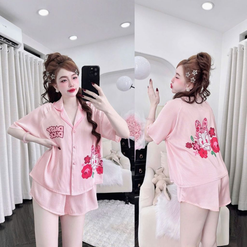 Đồ Ngủ Nữ MIKY, Đồ Ngủ Mặc Nhà Croptop lụa Latin In 3D cao cấp mềm mại xinh xắn dễ thương < 65KG M18