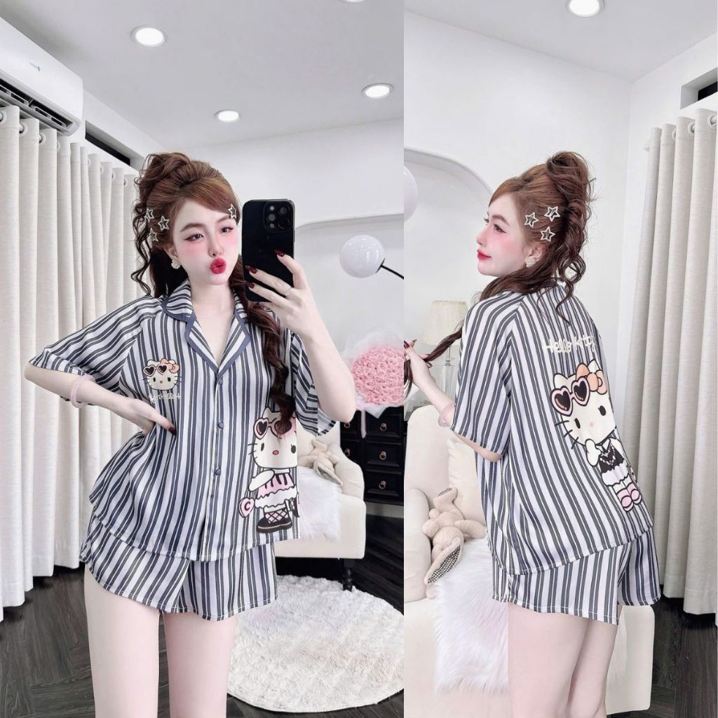 Đồ Ngủ Nữ MIKY, Đồ Ngủ Mặc Nhà Croptop lụa Latin In 3D cao cấp mềm mại xinh xắn dễ thương < 65KG M18 | BigBuy360 - bigbuy360.vn