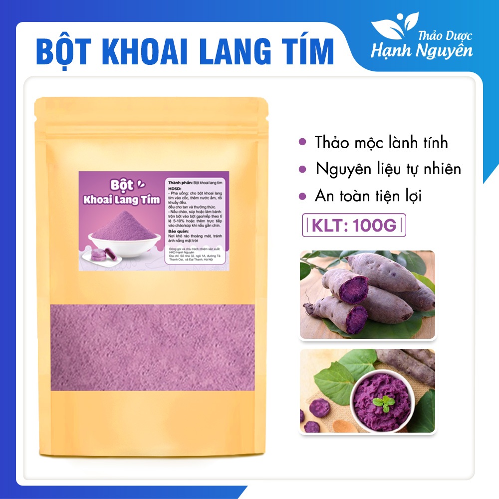 Bột khoai lang tím 100g bột khoai nguyên chất, tạo màu, hương thơm cho món ăn, dùng nấu chè, bánh