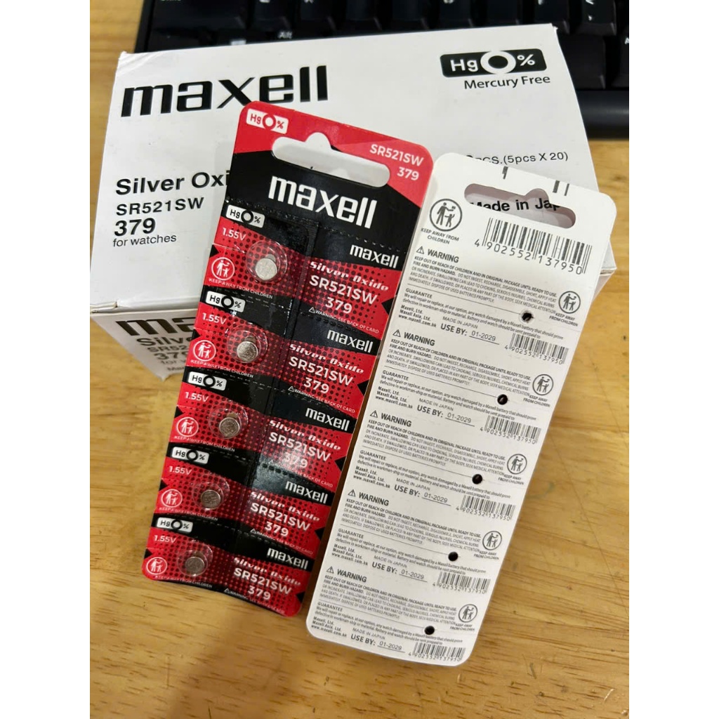 Vỉ 1 viên pin đồng hồ SR521SW-379 Maxell SR521 521 379