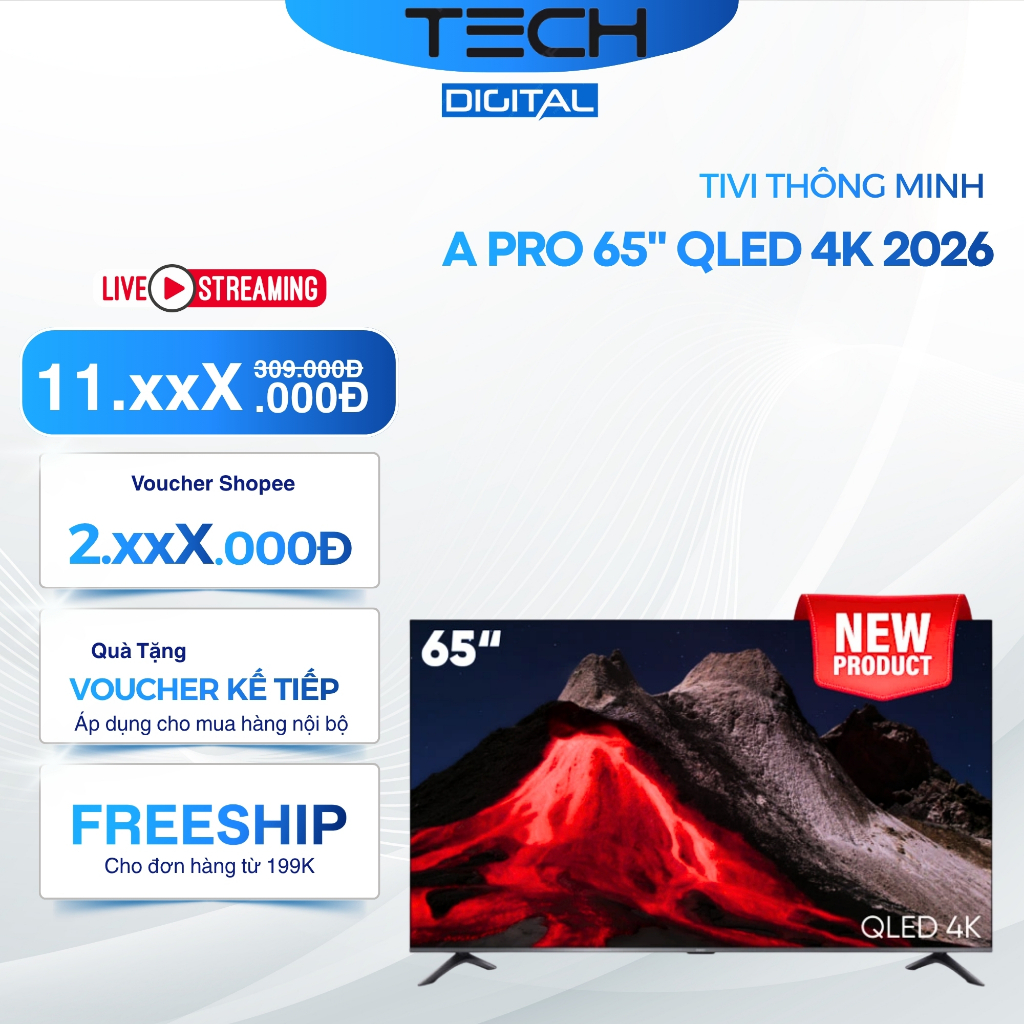 [Hỏa Tốc 2H] Smart Tivi Xiaomi A Pro 65 Inch QLED 4K 2026 Tần Số Quét 120 Hz - Bản Quốc Tế
