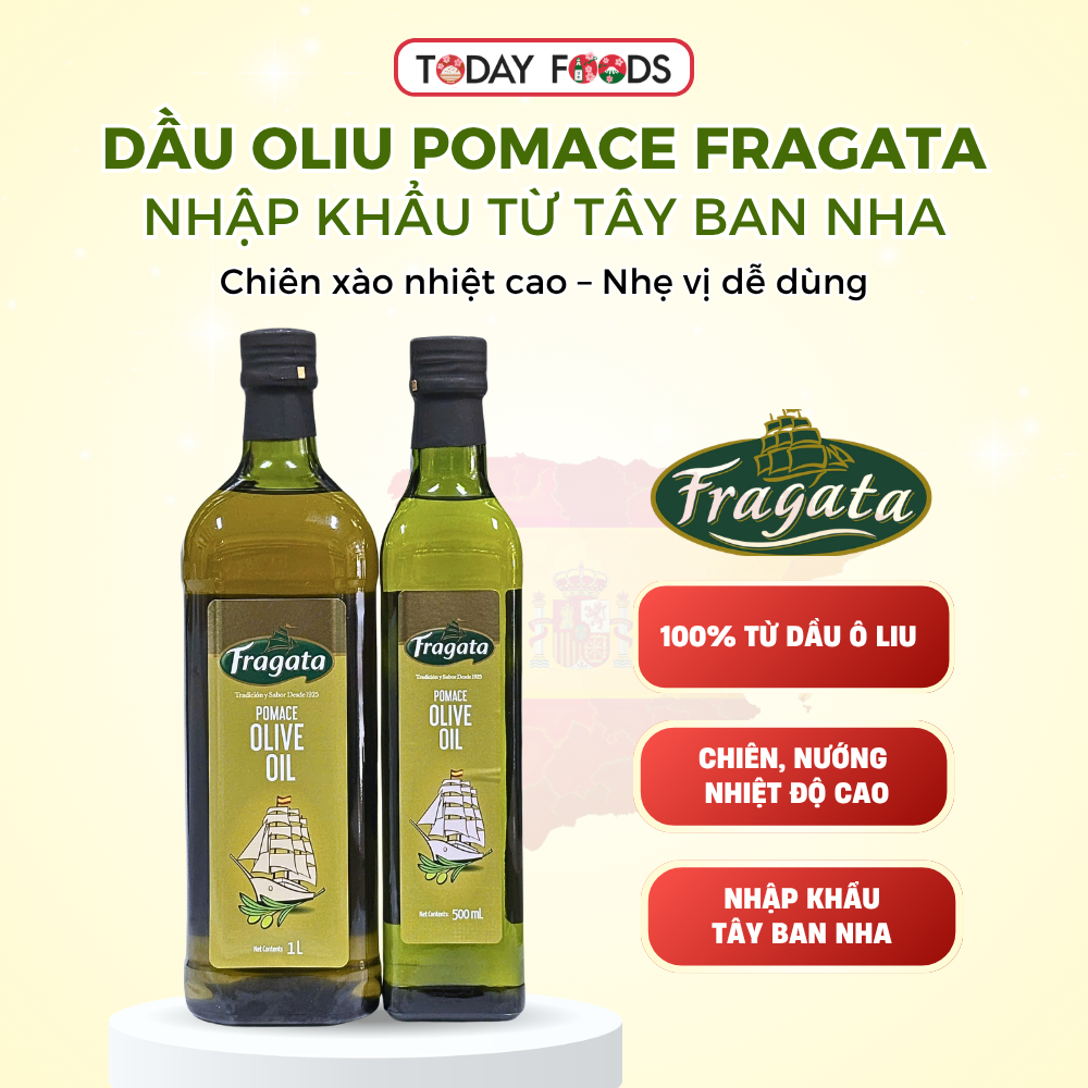 Dầu Oliu Pomace Fragata 500ML / 1L Tây Ban Nha - Dầu Oliu Chiên Xào, Áp Chảo, Nấu Ăn