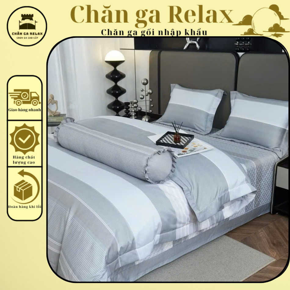 Bộ 5 món Tencel ALYDA ga phủ trần chăn 4 mùa lồng thêm được ruột tiện lợi mềm mát thoáng khí gam màu