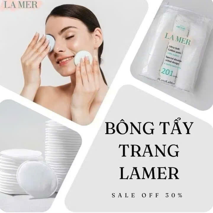 Bông Tẩy Trang Lamer 201 Miếng 100% Cotton, Bông Tẩy Trang Lamer 120 Miếng, Lamer 60 Miếng