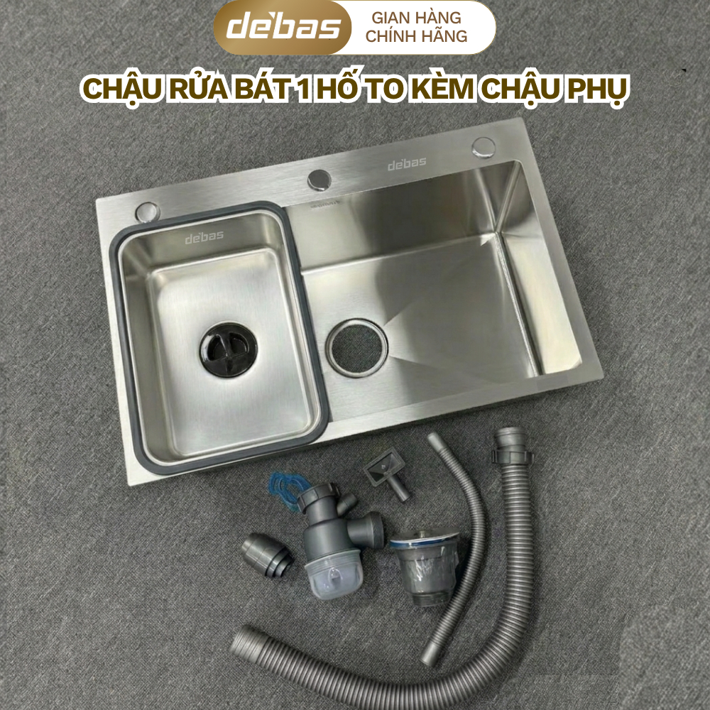 Chậu rửa bát đúc 1 hố to inox chậu rửa chén bát bồn rửa chén 1 hộc korea Debas 4045 6045 6845 7545