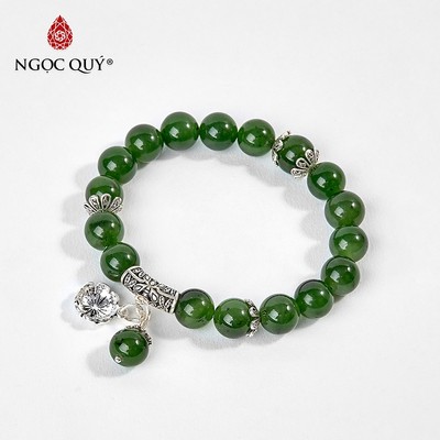 Vòng tay đá Ngọc bích tự nhiên phối charm - Mẫu VC0370 - Ngọc Quý