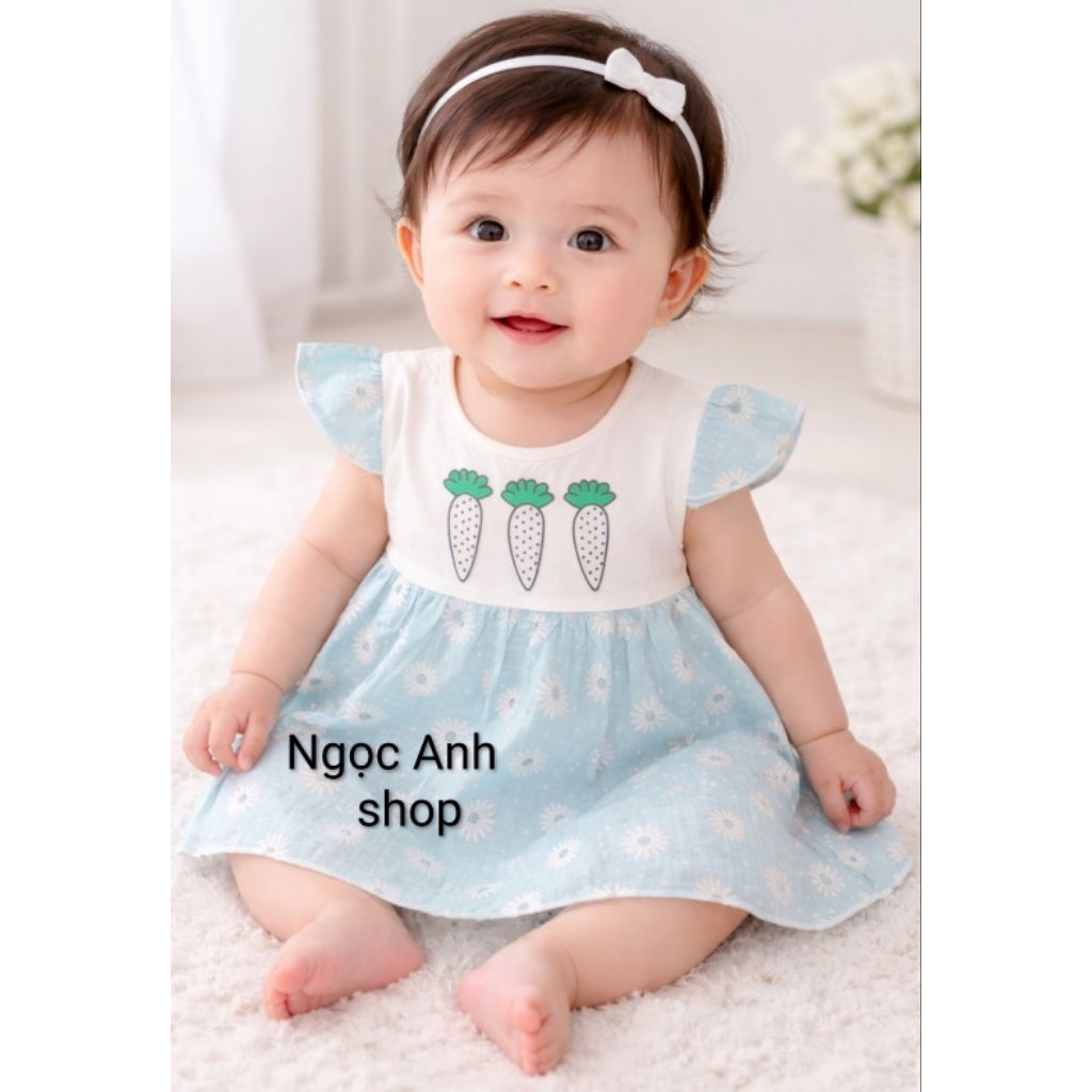 Váy bé gái vải Kate phối thun
