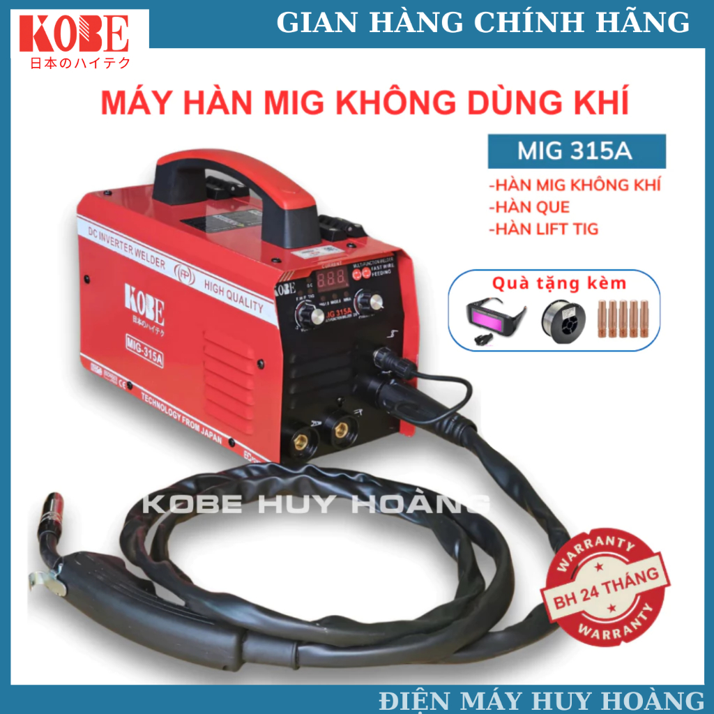 Máy hàn mig không dùng khí KOBE 315A  Máy hàn 3 chức năng mig-que giá tốt sử dụng cho gia đình và th