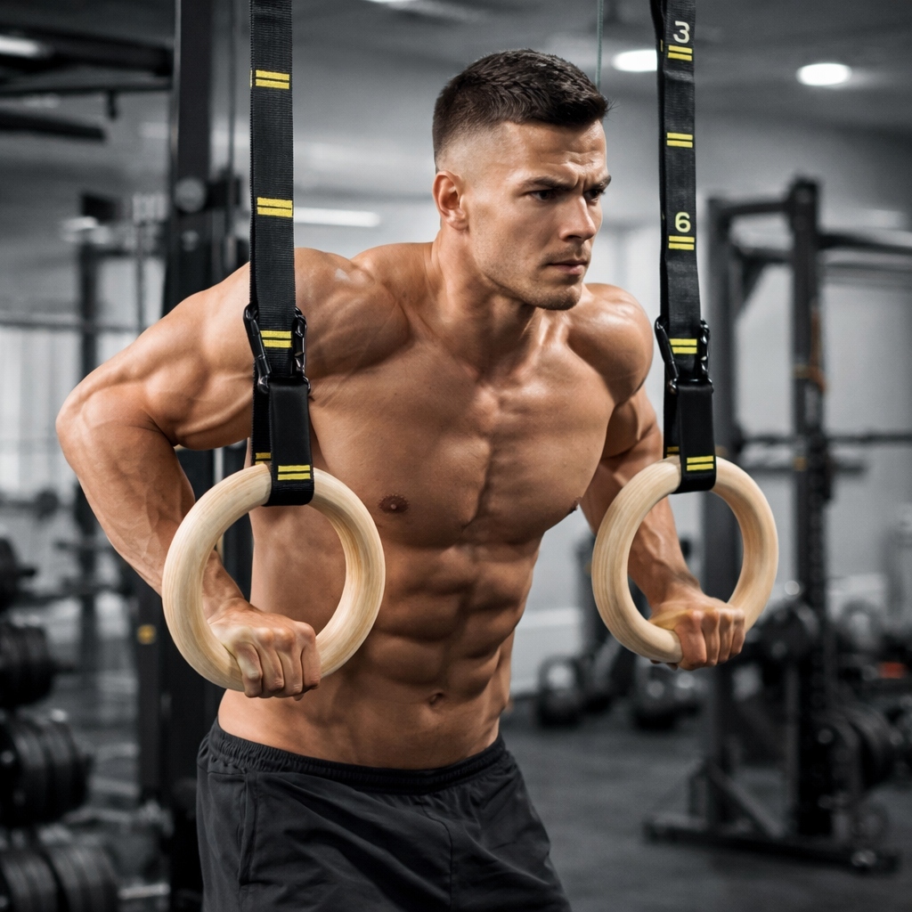 Vòng Gym Rings Gỗ Bạch Dương 28mm/32mm Kèm Dây Chia Vạch – Dụng Cụ Tập Calisthenics, Xà Đơn, Dip, St