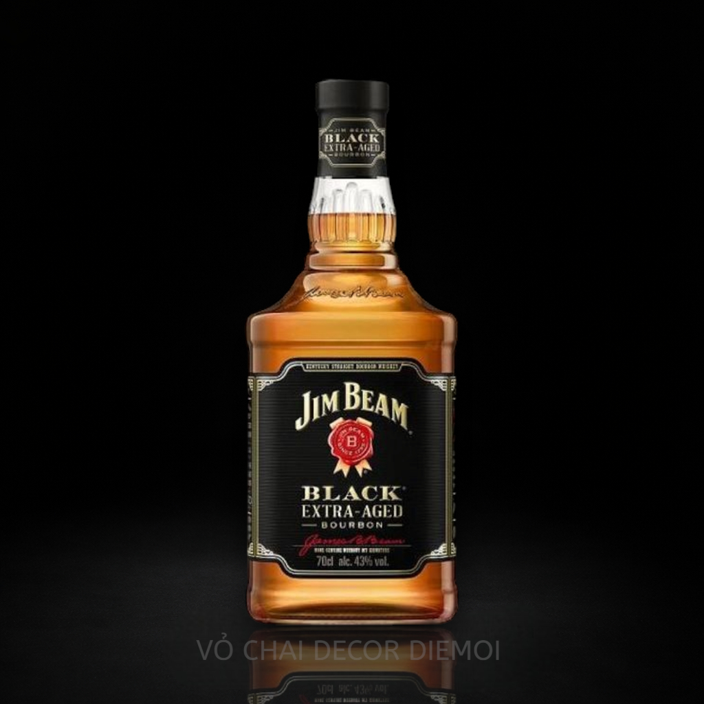 [ DIEMOI ] Vỏ Chai Rượu Jim Beam Black Bourbon 700ml–1L Decor Mỹ Cổ Điển