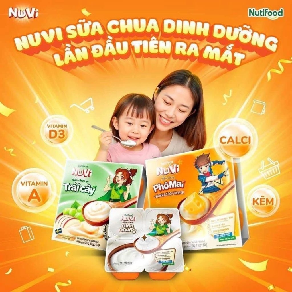Sữa chua Nuvi Nutifood món ngon bổ dưỡng cho bé từ 6 tháng tuổi lóc 4 hủ