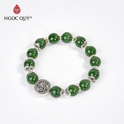 Vòng tay đá Ngọc bích tự nhiên phối charm - Mẫu VC0369 - Ngọc Quý