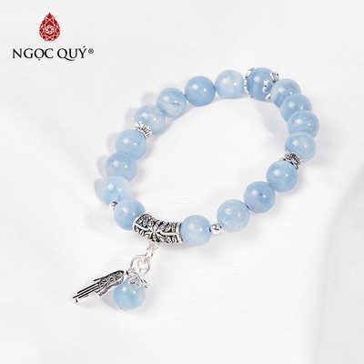 Vòng tay đá Aquamarine tự nhiên phối charm - Mẫu VC0279 - Ngọc Quý