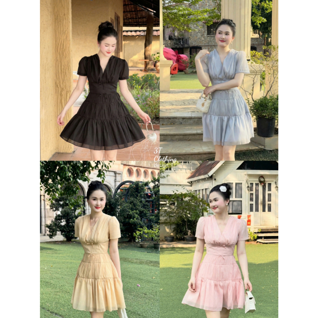 [3T CLOTHING] Váy đầm dự tiệc thiết kế dáng ngắn, đính nơ cao cấp kèm quần bảo hộ bigsize 40 - 70kg 