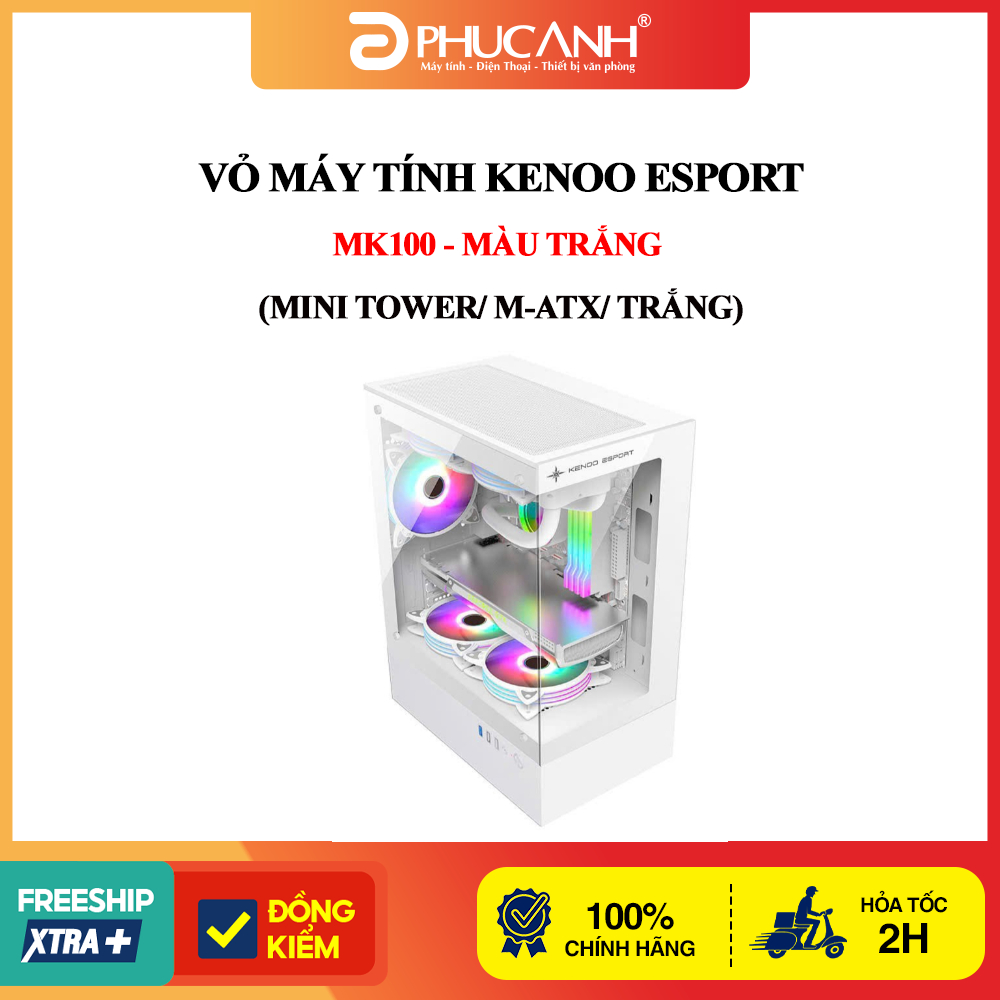 Vỏ máy tính KENOO ESPORT MK100 (Mini Tower/ M-ATX/ Trắng)