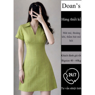 Đầm nữ cổ sơ mi đen, xanh bơ chất liệu xược Nhật dày dặn, mát mẻ, đẹp, đầm xinh dạo phố, đầm công sở Doan's 🌸🌸🌸