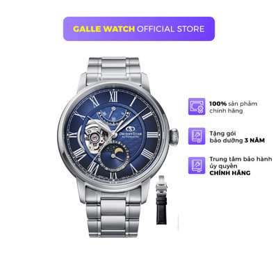 Đồng hồ Nam Orient Star Moonphase RE-BT0006L00B dây thép đeo tay kính Sapphire cao cấp chính hãng
