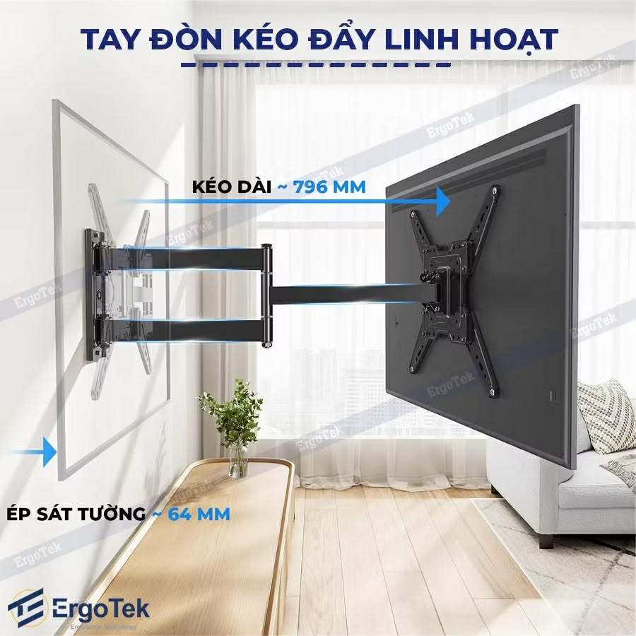 GIÁ TREO TIVI XOAY VUÔNG GÓC ERGOTEK E86 20'' – 65'' INCH HÀNG CHÍNH HÃNG