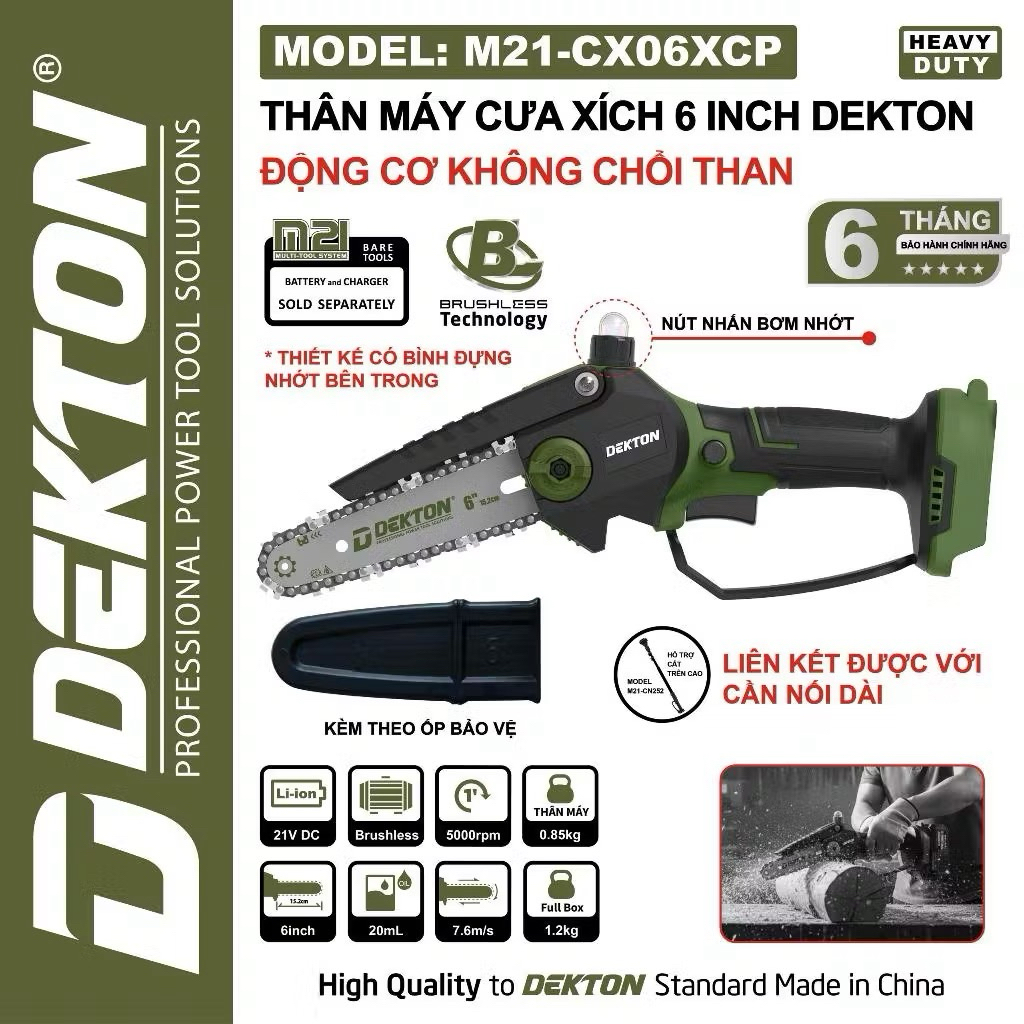 Thân máy cưa cầm tay DEKTON M21-CX06 - 6inch - 21V - Brushless- Bảo hành 6 tháng - Lạng Sơn