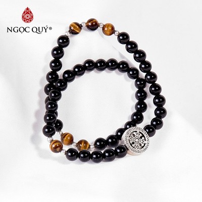 Vòng tay đá Obsidian tự nhiên phối charm - Mẫu VC0725 - Ngọc Quý