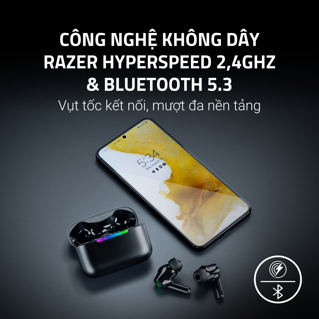 [NEW] Tai Nghe Gaming Razer Hammerhead V3 X HyperSpeed | 2,4GHz & BT 5.3 | Hộp Sạc Dongle | Pin 35h | 7.1 @PC | IPX4 | BigBuy360 - bigbuy360.vn