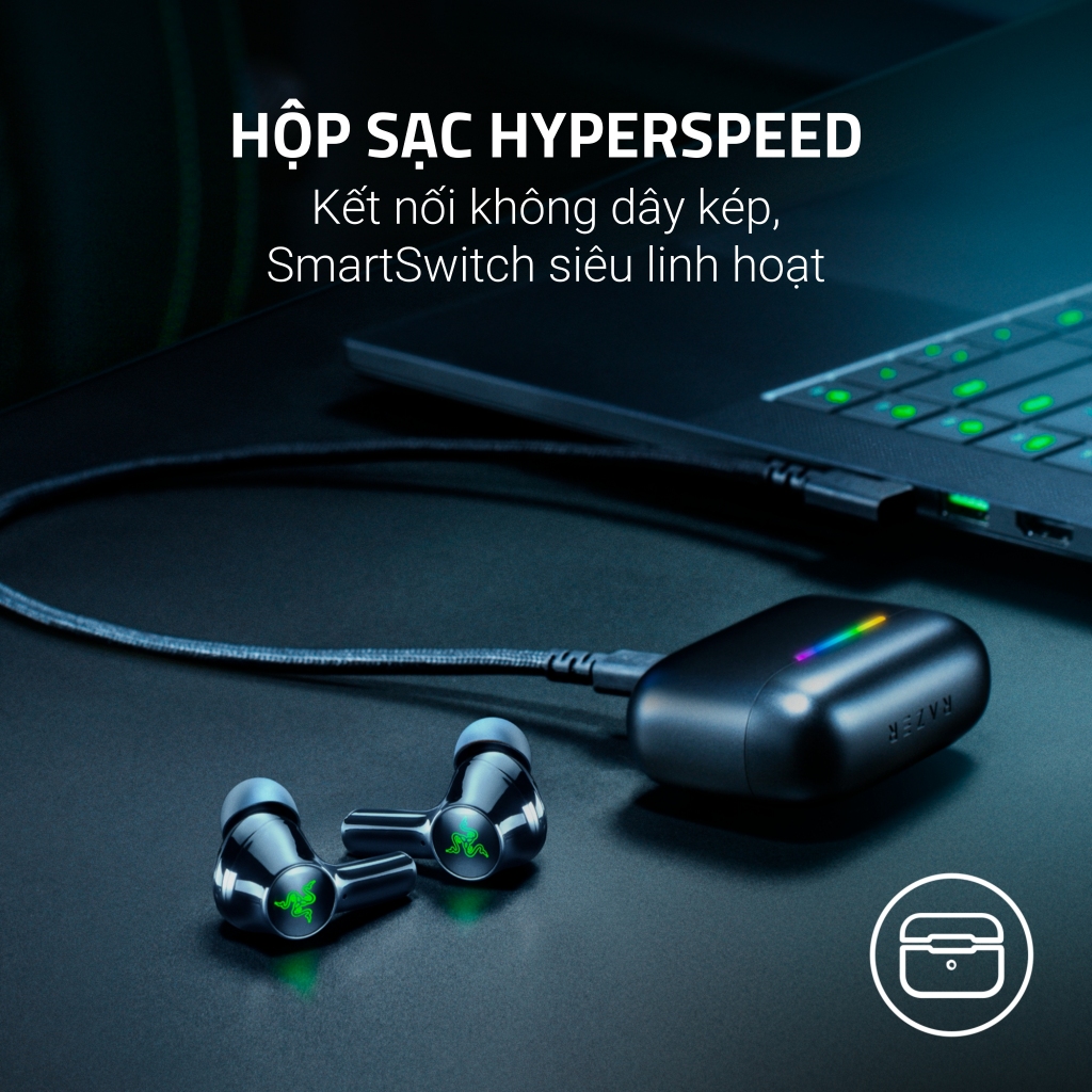 [NEW] Tai Nghe Gaming Razer Hammerhead V3 X HyperSpeed | 2,4GHz & BT 5.3 | Hộp Sạc Dongle | Pin 35h | 7.1 @PC | IPX4 | BigBuy360 - bigbuy360.vn