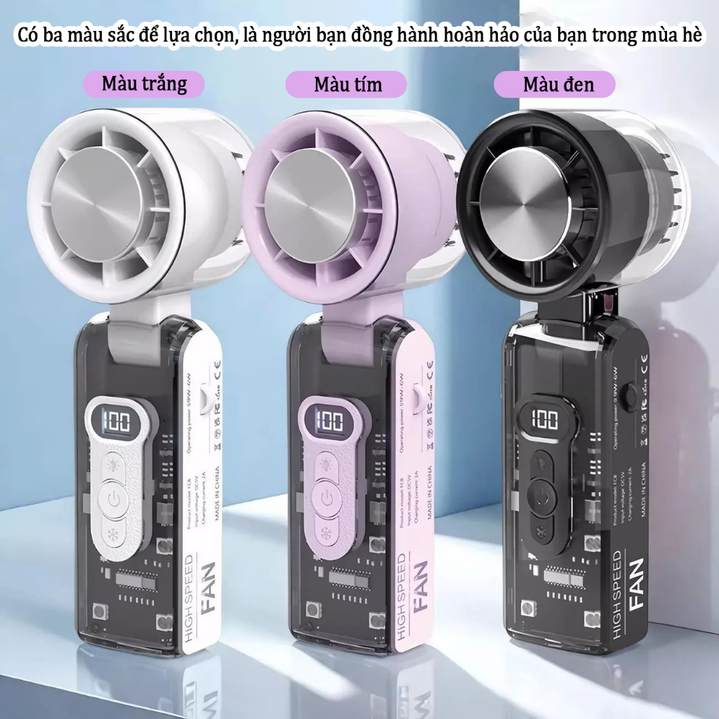 ⚡ quạt mini cầm tay ⚡1-199 cấp  không có tiếng ồn quạt sò lạnh Màn hình LED quạt tích điện mini | BigBuy360 - bigbuy360.vn