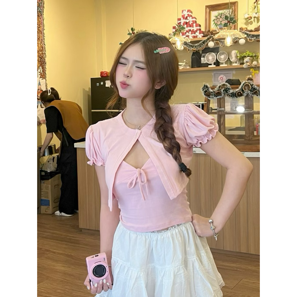 [Thanh lý] Set áo hai món cardigan croptop NOIREE NEW TAG (ảnh thật_Đọc kỹ mô tả)