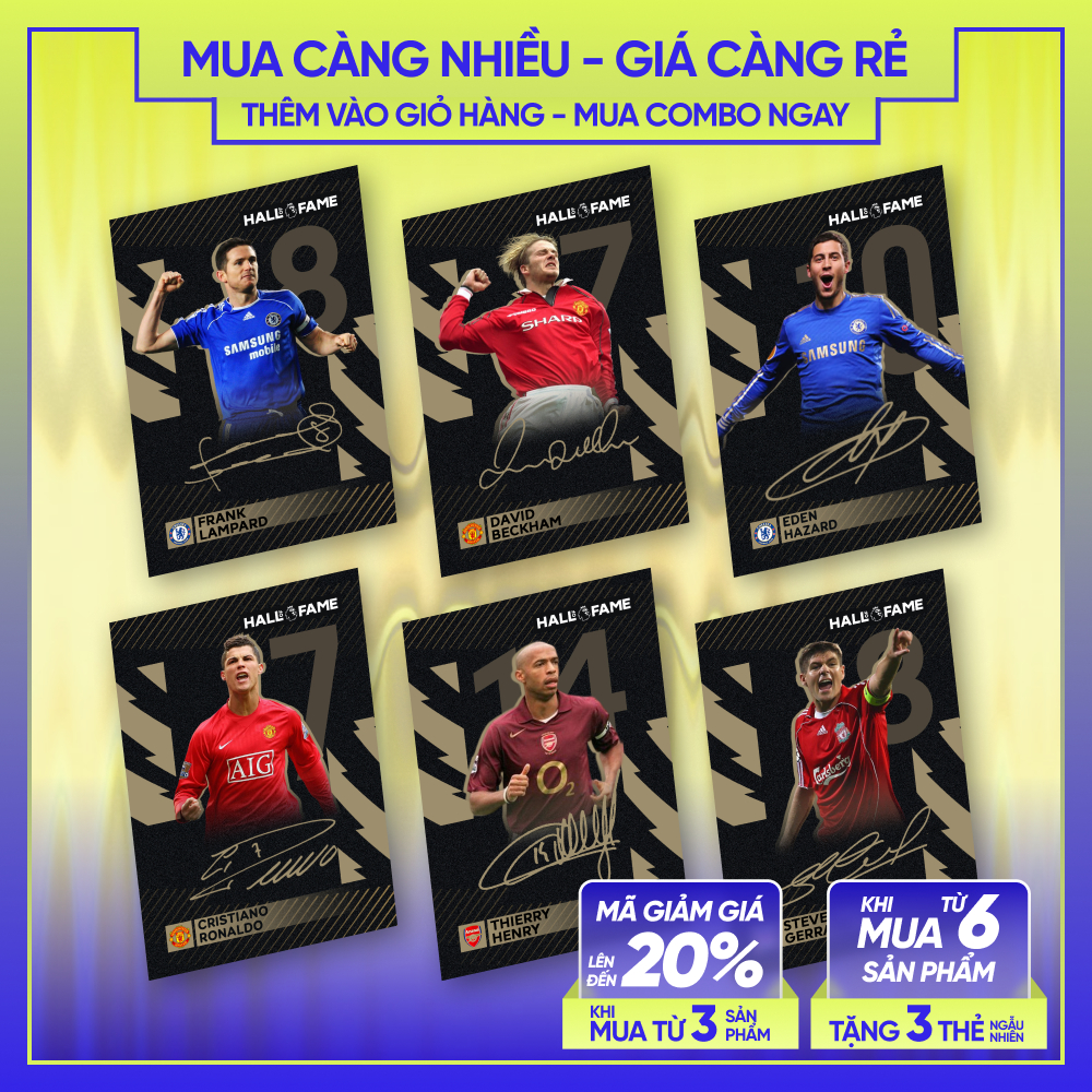 21-22 HALL OF FAME | Thẻ cầu thủ bóng đá SKYLLECTA | Beckham Rooney Lampard Gerrard Henry Bergkamp C