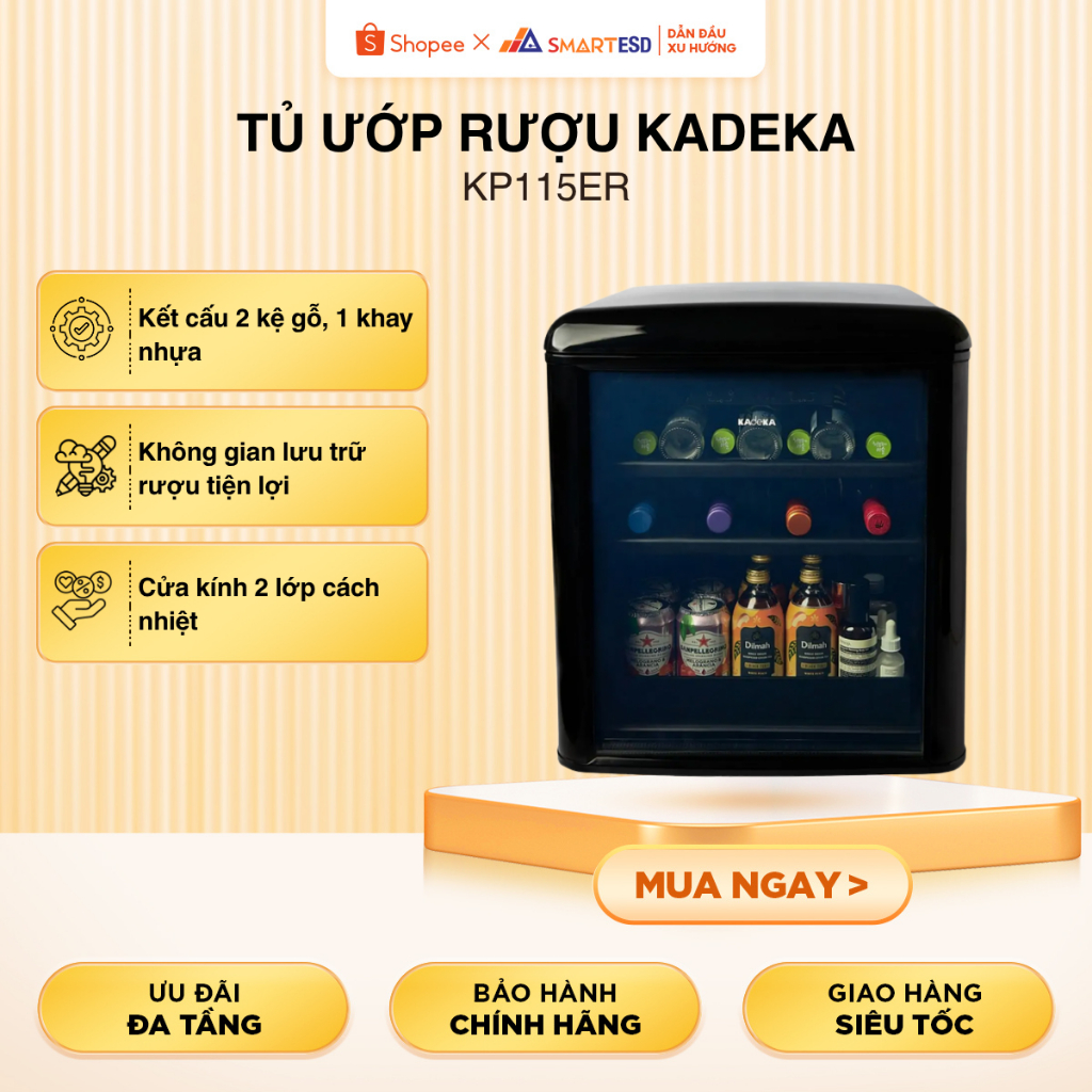 Tủ Ướp Rượu Kadeka KP115ER 12 chai vang |Tủ bảo quản mặt nạ, trái cây, thuốc, đồ uống | Bảo Hành 24 