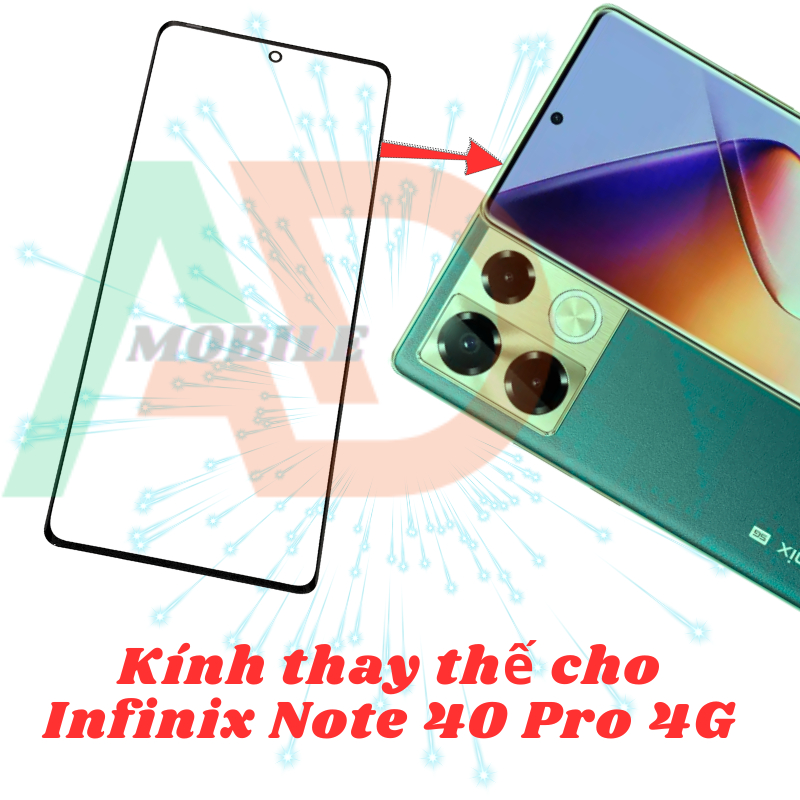 AD mặt kính Infinix Note 40 Pro 4G, kính dùng ép cho Infinix Note 40 Pro 4G