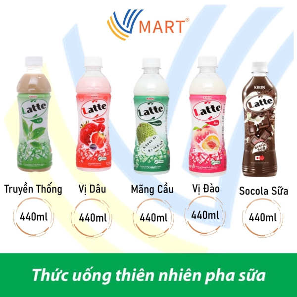 AMMYFOOD-Thùng 24 chai trà sữa latte kirin hương mãng cầu/ dâu/ đào/ socola/ caramen 440ml