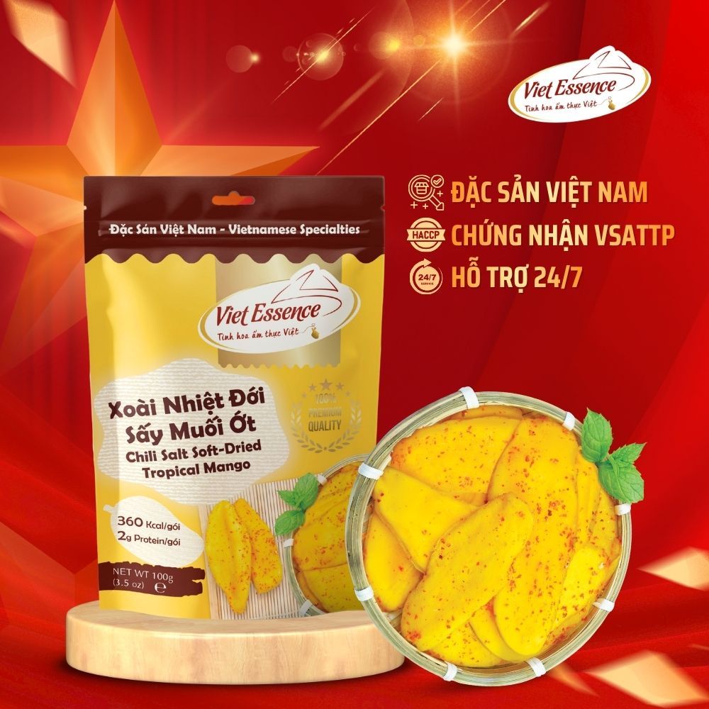 Xoài Nhiệt Đới Sấy Muối Ớt Viet Essence - Xoài Sấy Dẻo Muối Ớt (100gr)