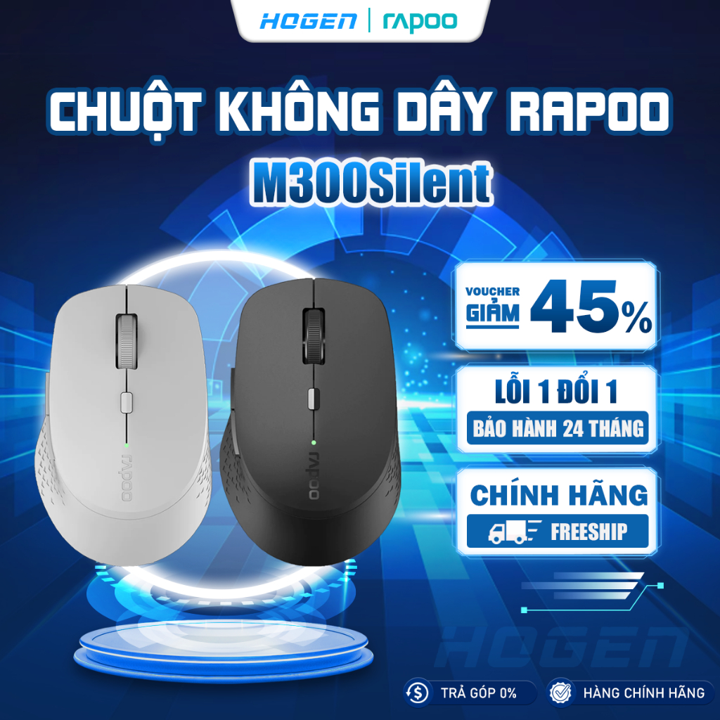 Chuột không dây RAPOO M300 Silent | Bluetooth + USB 2.4GHz | 600 - 3200 DPI | Click Không Tiếng Động