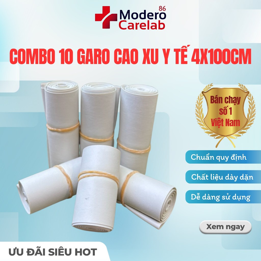 COMBO 10 GARO CAO XU Y TẾ 4x100CM - GARO CAO SU CỨU HỘ Y TẾ