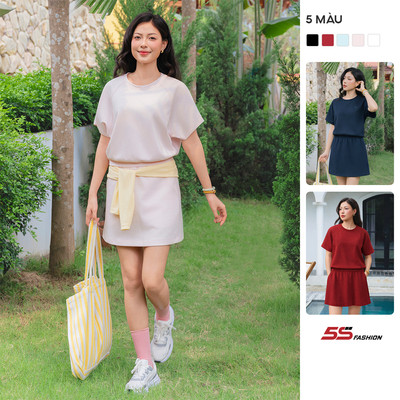 Set Bộ Thun Nữ Phối Chân Váy SPORTY CHIC 5S FASHION Vải Cotton Mát, Thời Thượng WBTS26003