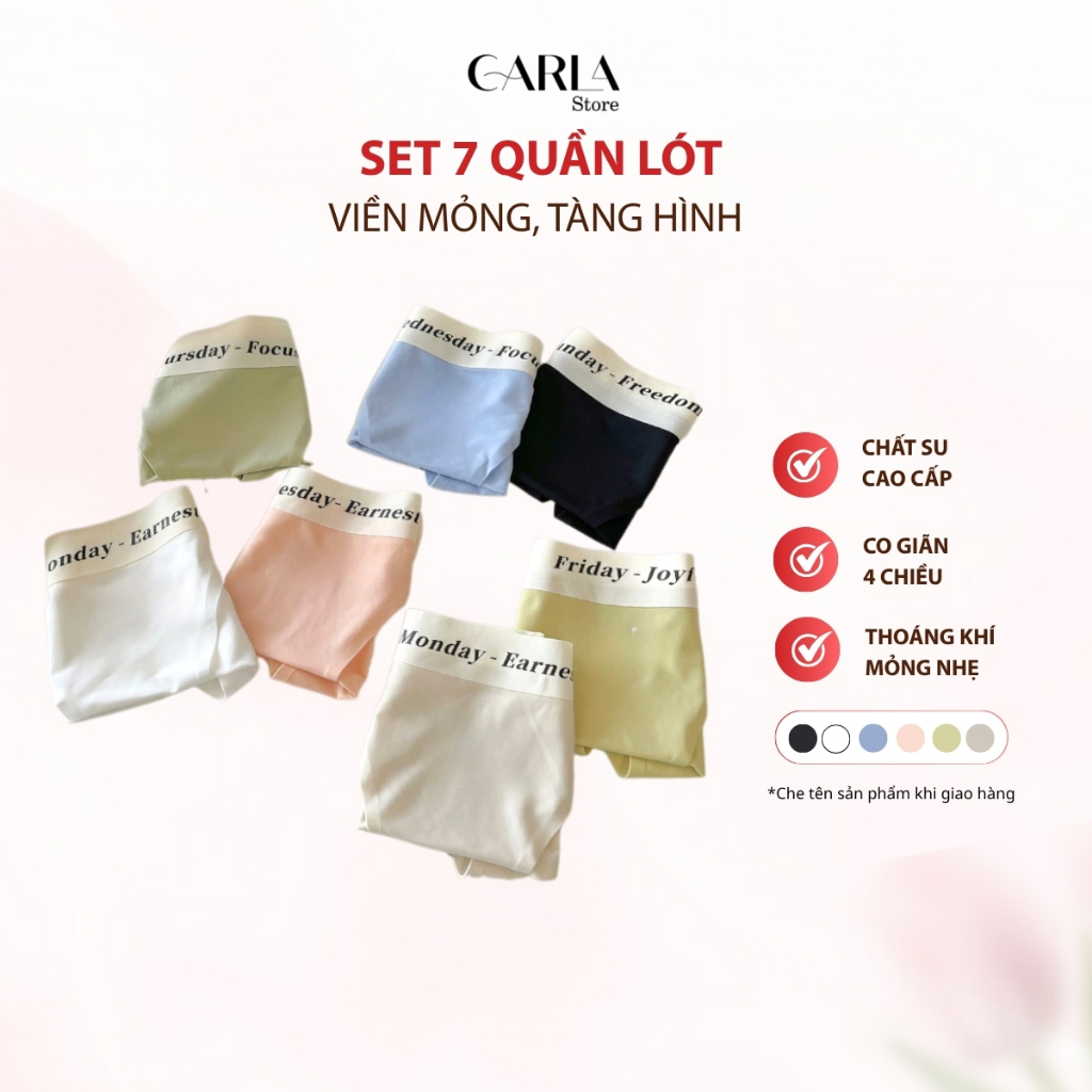 Set 7 Quần Lót WEEK Su Viền Mỏng, Tàng Hình, Chất Su Cao Cấp Mềm Mại Kháng Khuẩn – Sexy Thoáng Mát